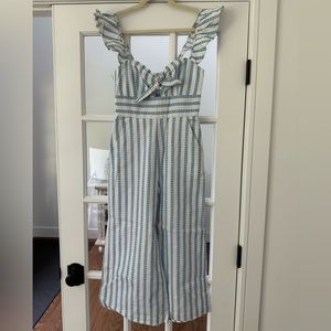 BCBG Generation blue and white jumpsuit